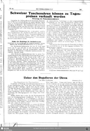 Ueber das Regulieren der Uhren (Fortsetzung zu Nr. 15)