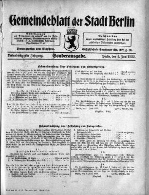Sonderausgabe, 2. Juni 1922