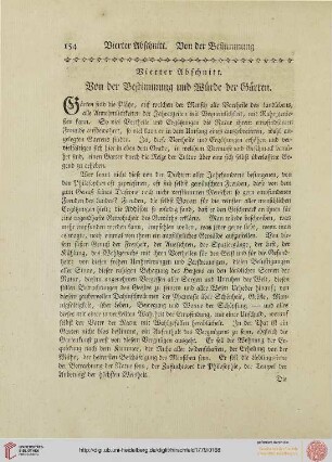 Vierter Abschnitt: Von der Bestimmung und Würde der Gärten