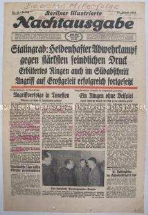 Umschlagblatt der Abendzeitung "Berliner illustrierte Nachtausgabe" u.a. über die Schlacht bei Stalingrad
