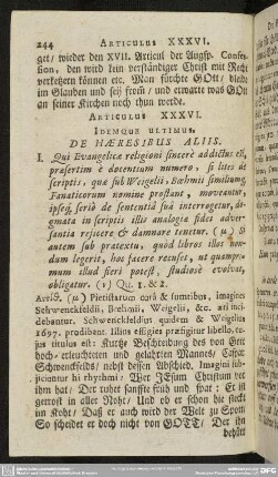 Articulus XXXVI. Idemque Ultimus. De Haeresibus Aliis