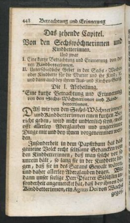 Das zehende Capitel. Von den Sechswöchnerinnen und Kindbetterinnen.