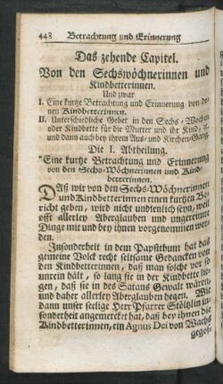 Das zehende Capitel. Von den Sechswöchnerinnen und Kindbetterinnen.