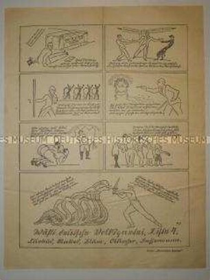 Illustriertes Propagandaflugblatt der Deutschen Volkspartei zur Reichstagswahl 1928 (?)