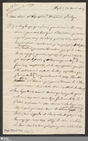 Eigenhändiger Brief - Mscr.Dresd.Aut.1469