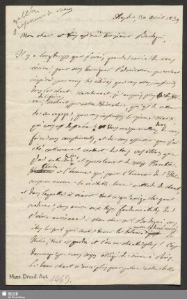 Eigenhändiger Brief - Mscr.Dresd.Aut.1469
