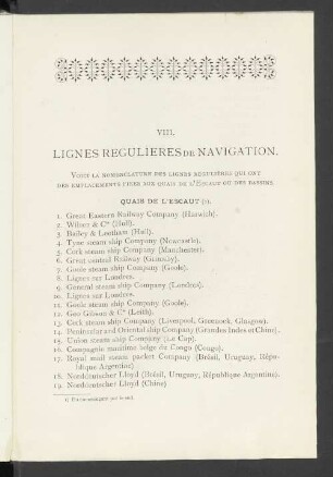 VIII. LIGNES REGULIERES DE NAVIGATION.