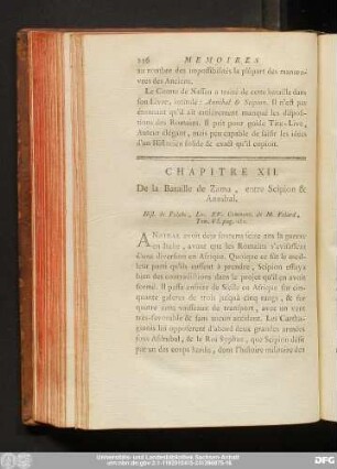 Chapitre XII. De la Bataille de Zama, entre Scipion & Annibal.