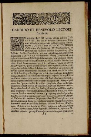 Candido Et Benevolo Lectori Salutem.