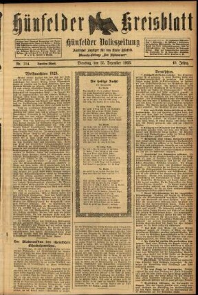 Zweite Ausgabe vom Dienstag, den 25. Dezember 1923.