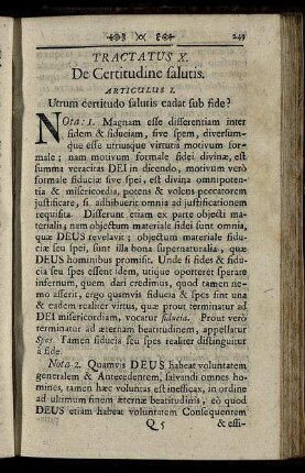 Tractatus X. De Certitudine salutis