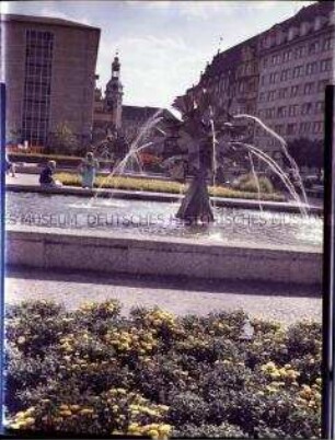 Springbrunnen auf dem Sachsenplatz in Leipzig