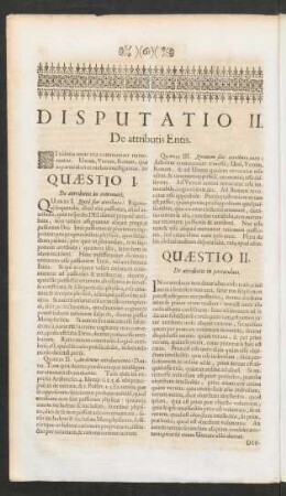 Disputatio II. De attributis Entis