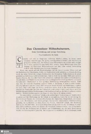 Das Chemnitzer Hilfsschulwesen