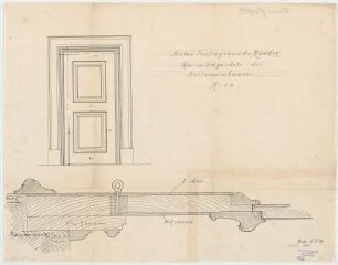 Thiersch, Friedrich von; München; Justizpalast - Tür im Osttreppenhaus EG (Ansicht, Schnitt)