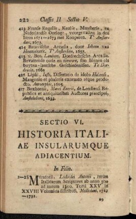 Sectio VI. Historia Italiae Insularumque Adiacentium