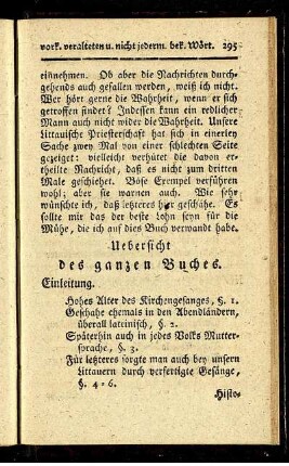 Übersicht des ganzen Buches.