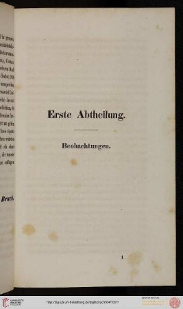 Erste Abtheilung: Beobachtungen