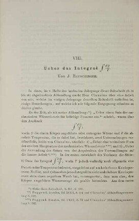 VIII. Ueber das Integral ...