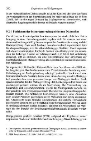 200-201, 9.2.1 Positionen der bisherigen rechtspolitischen Diskussion
