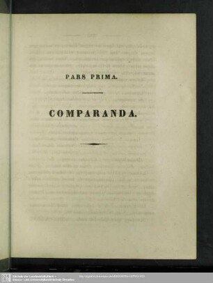 Pars Prima. Comparanda