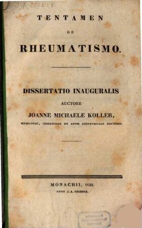 Tentamen de rheumatismo