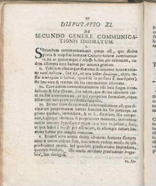 Disputatio XI. De Secundo Genere Communicationis Idiomatum.
