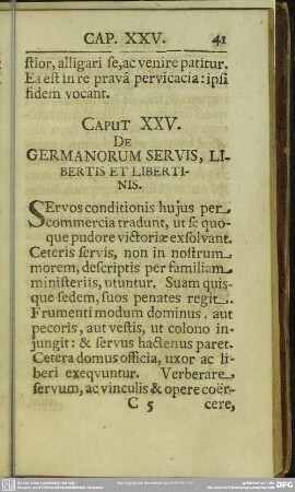 Caput XXV. De Germanorum Servis, Libertis Et Libertinis
