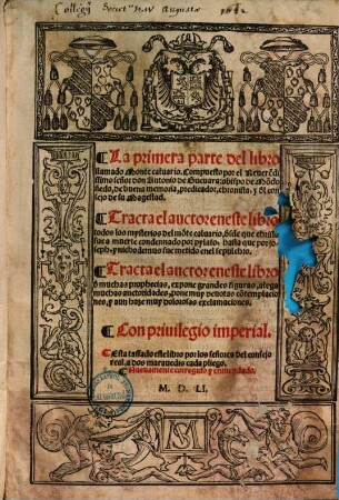 La ... parte del libro llamado Monte calvario, primera parte. La primera parte del libro llamado Monte caluario