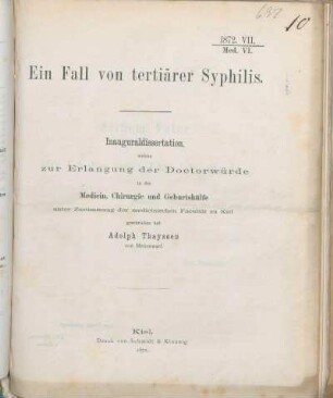 Ein Fall von tertiärer Syphilis