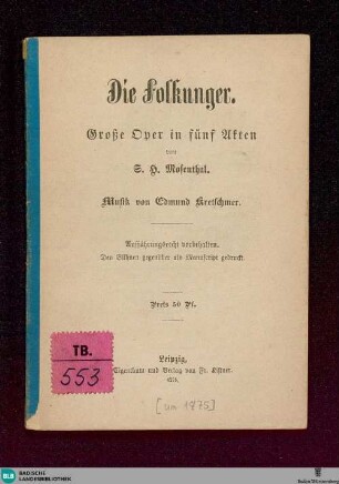 Die Folkunger : große Oper in fünf Akten