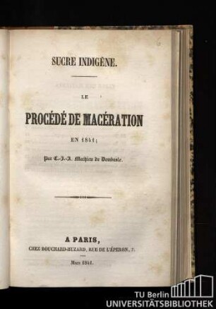 Sucre indigène : le procédé de macération en 1841