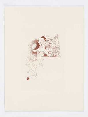 Frau mit Tamburin und Maske, Entwurf des Titelblatts zu: "Catalogue d’Affiches Illustrées, Anciennes & Modernes", Paris 1891