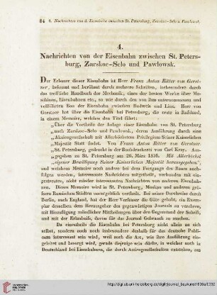 10: Nachrichten von der Eisenbahn zwischen St. Petersburg, Zarskoe-Selo und Pawlowsk, [1]