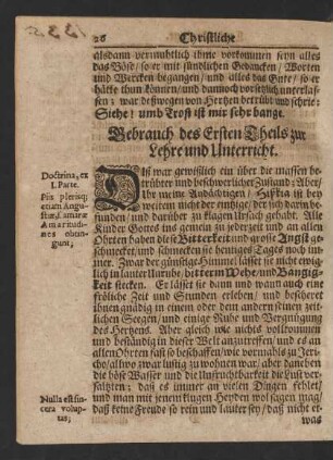 Gebrauch des Ersten Theils zur Lehre und Unterricht.