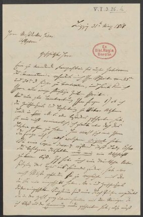 Brief an Friedrich Wilhelm Jähns : 31.03.1868