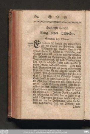 Das eilfte Capitel. Krieg gen Schweden. Schlacht bey Narva.