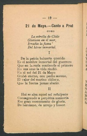21 de Mayo. -- Canto a Prat : Coro
