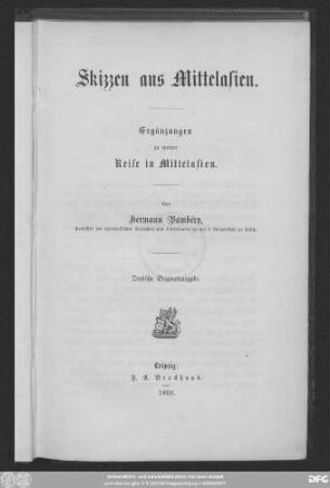 Skizzen aus Mittelasien : Ergänzungen zu meiner Reise in Mittelasien