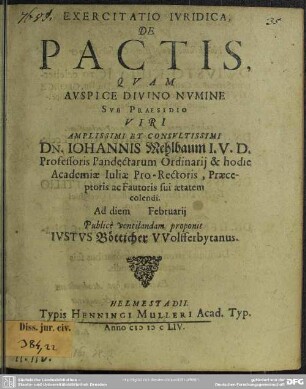 Exercitatio ivridica de pactis