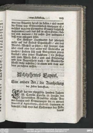 Achtzehentes Capitel. Eine andere Art, die Austheilung der Felder betreffend.