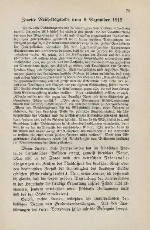 Zweite Reichstagsrede vom 9. Dezember 1915