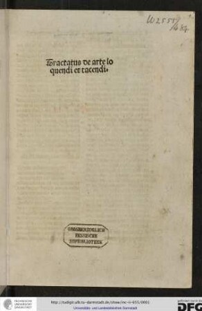 Tractatus de arte loquendi et tacendi.