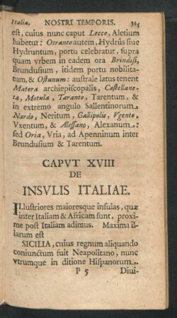 Caput XVIII. De Insulis Italiae.