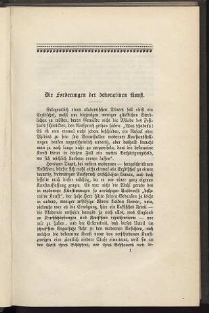 Die Forderungen der dekorativen Kunst.