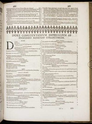 Index Constitutionum Imperialium Ab Enimundo Bonefido Collectarum.