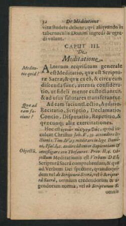 Caput III. De Meditatione.