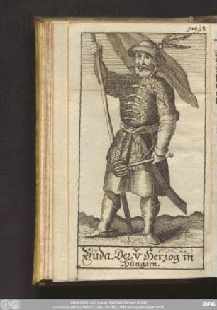 [V. Buda Fünffter Hertzog der Hungarn. Und VI. Atila Erster König/ und Sechster Hertzog der Hungarn.]