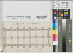 Vechta (Vechta) Zitadelle Zeughaus der Festung Grundriß Ende 17.Jh. 70 münst. Fuß = 16,9 cm 19 x 31,5 Zeichnung KSM Nr. 997