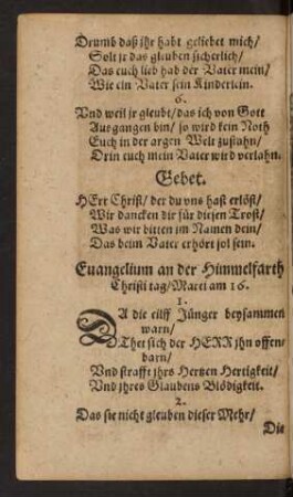 Evangelium an der Himmelfarth Christi tag ...